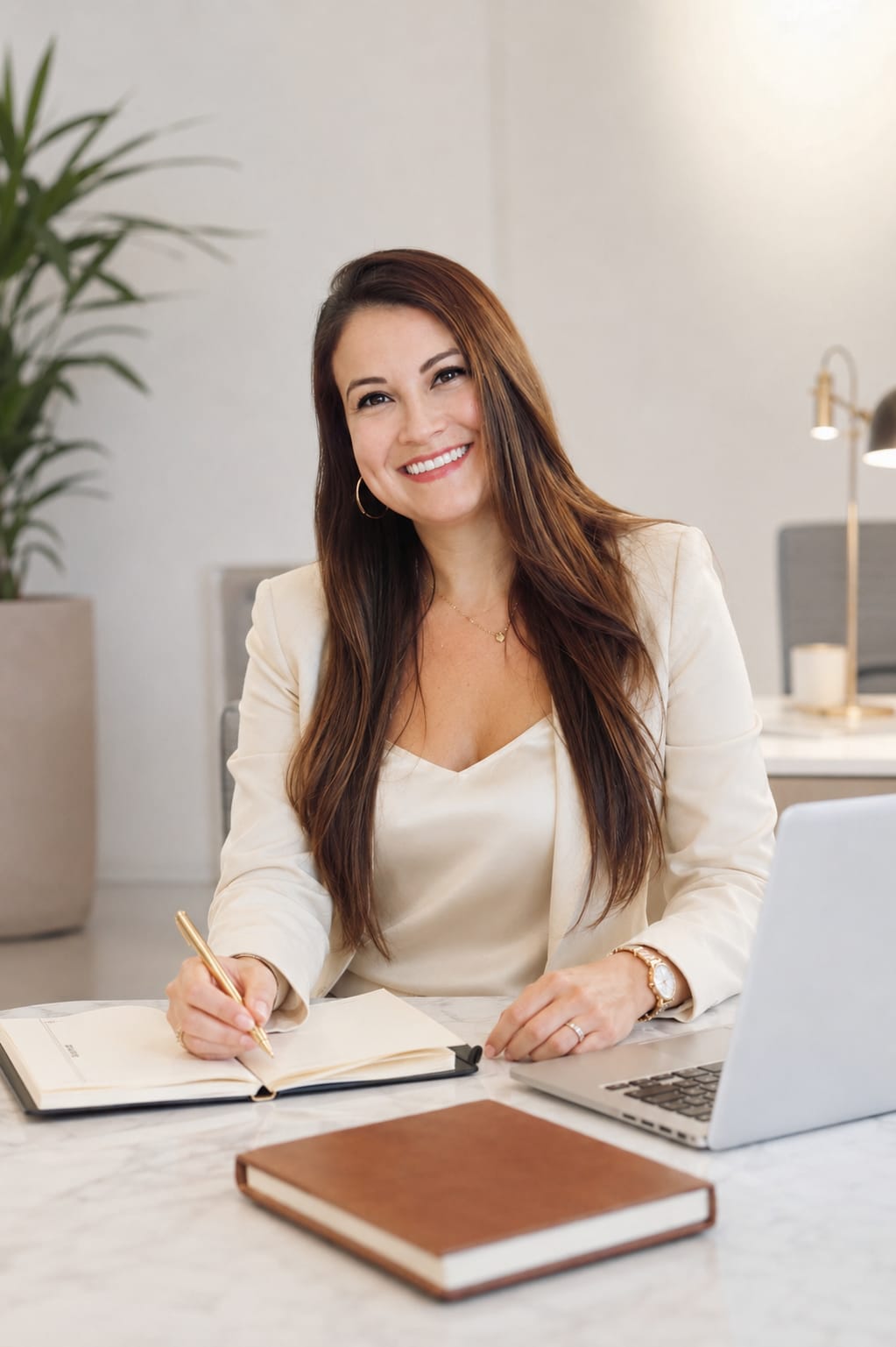 Ximena Lopez, Inhaberin von Job Zentrum, an ihrem Schreibtisch